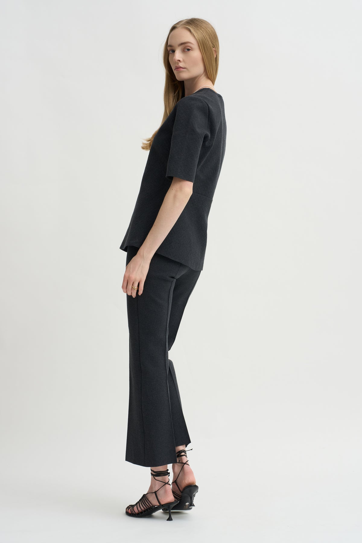 Mini Check Wes Top, Charcoal