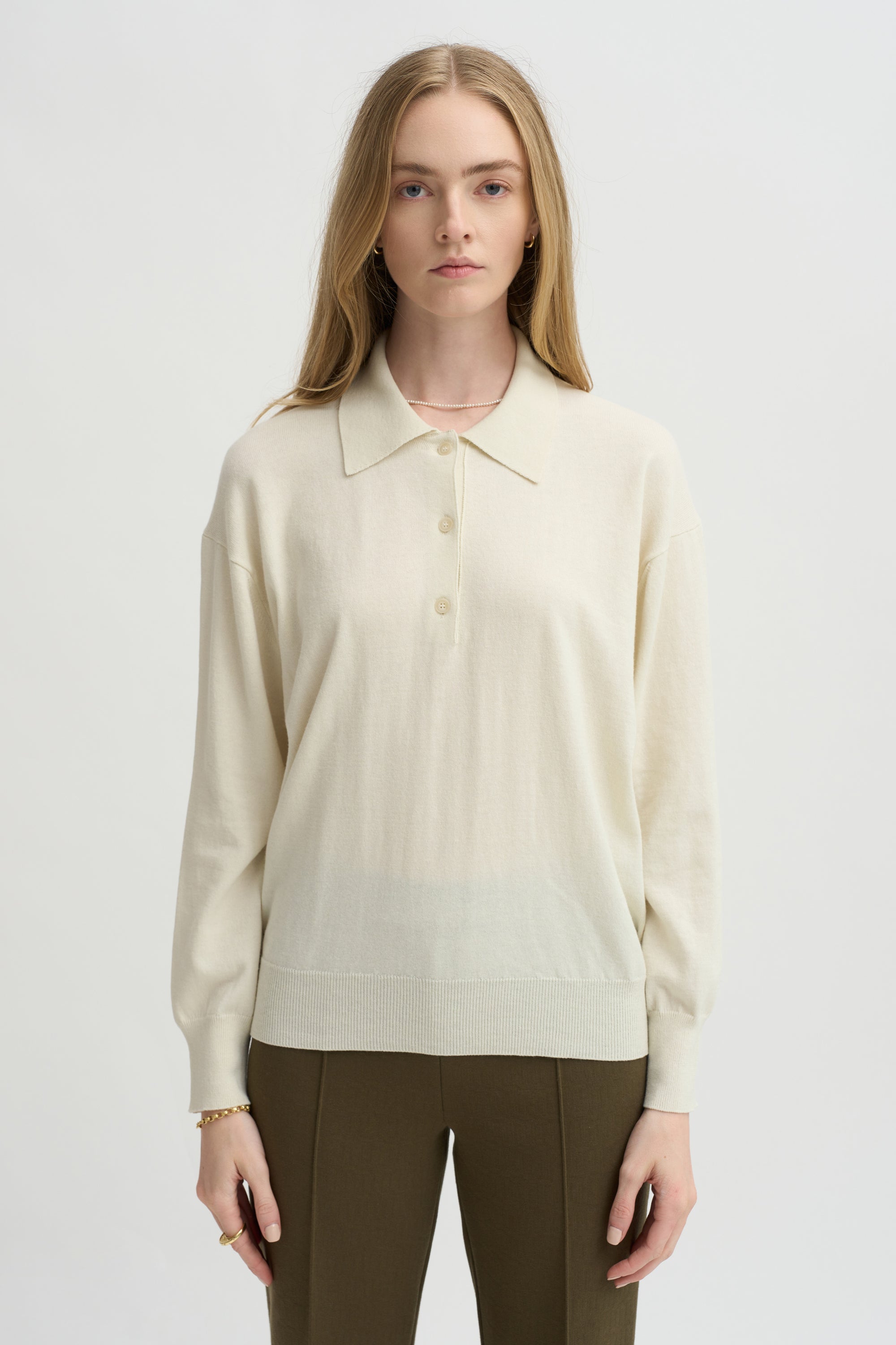 Elyse Oversized Polo, Ivory