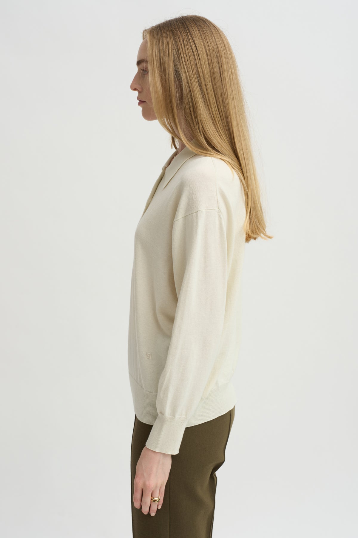 Elyse Oversized Polo, Ivory