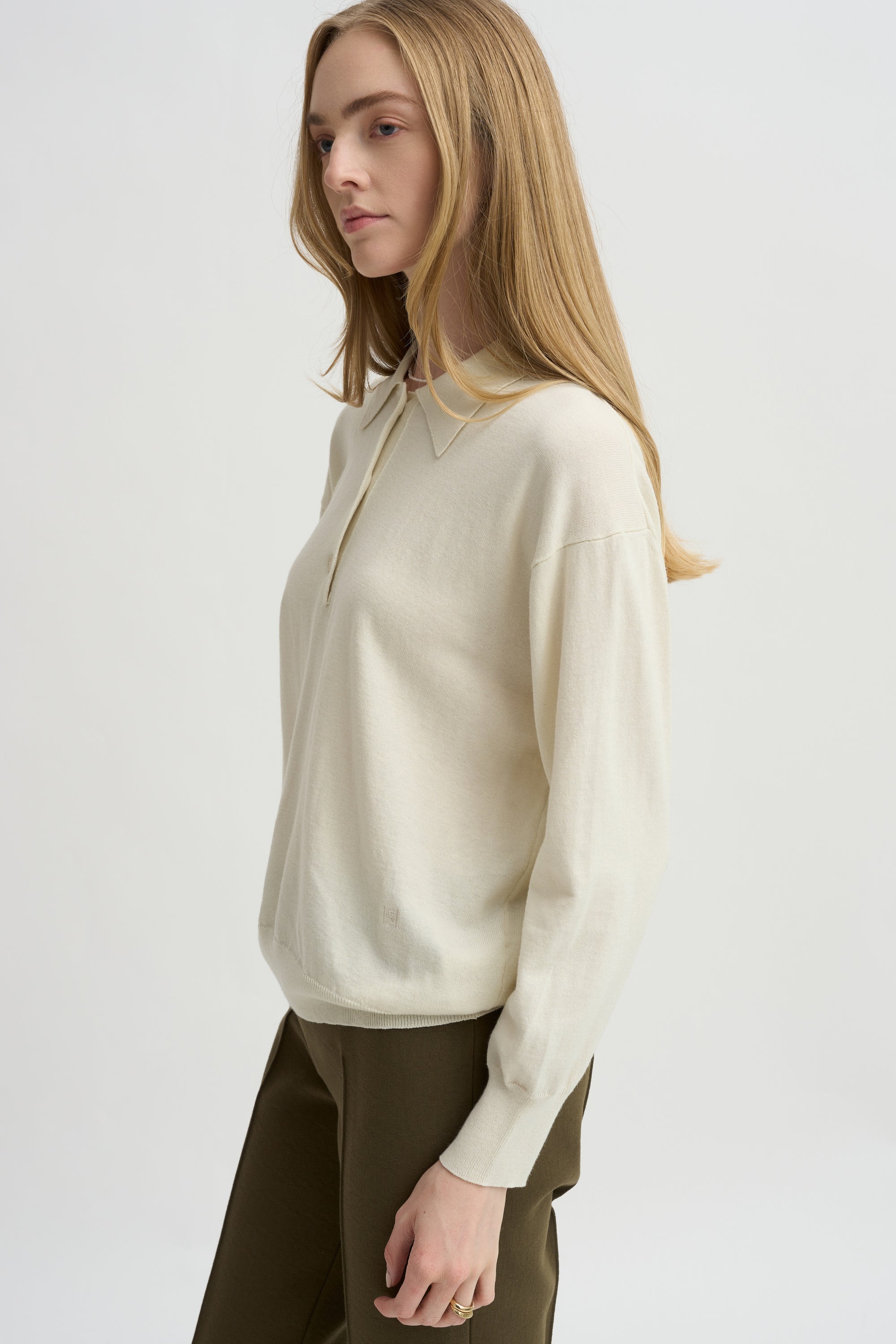 Elyse Oversized Polo, Ivory