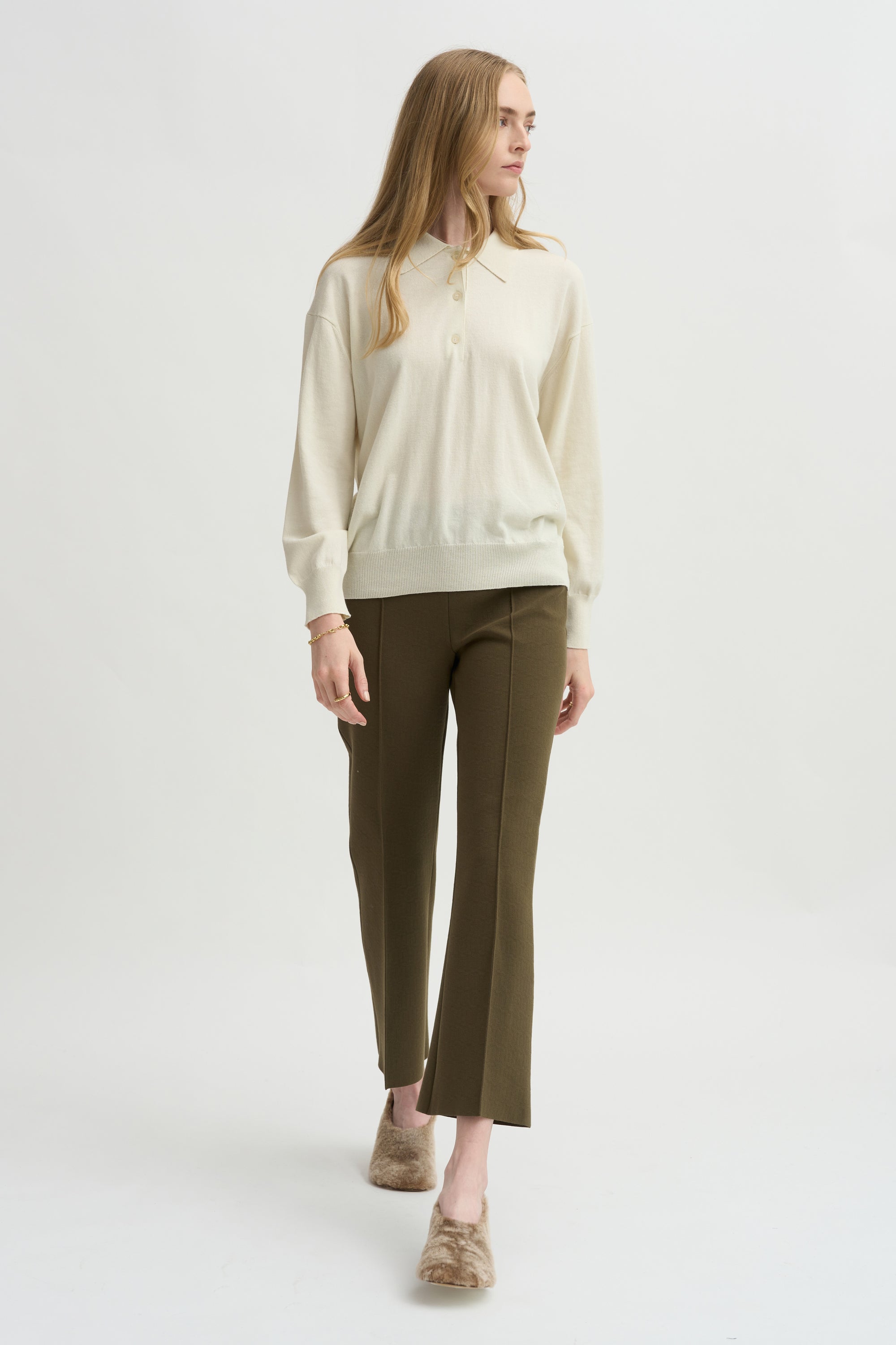 Elyse Oversized Polo, Ivory