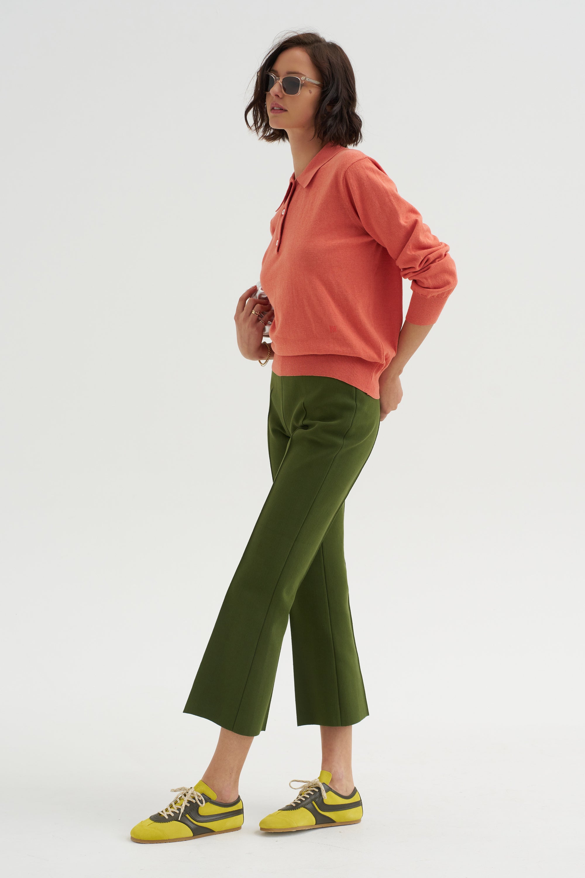 Tonal Stripe Kick Pant, Avocado
