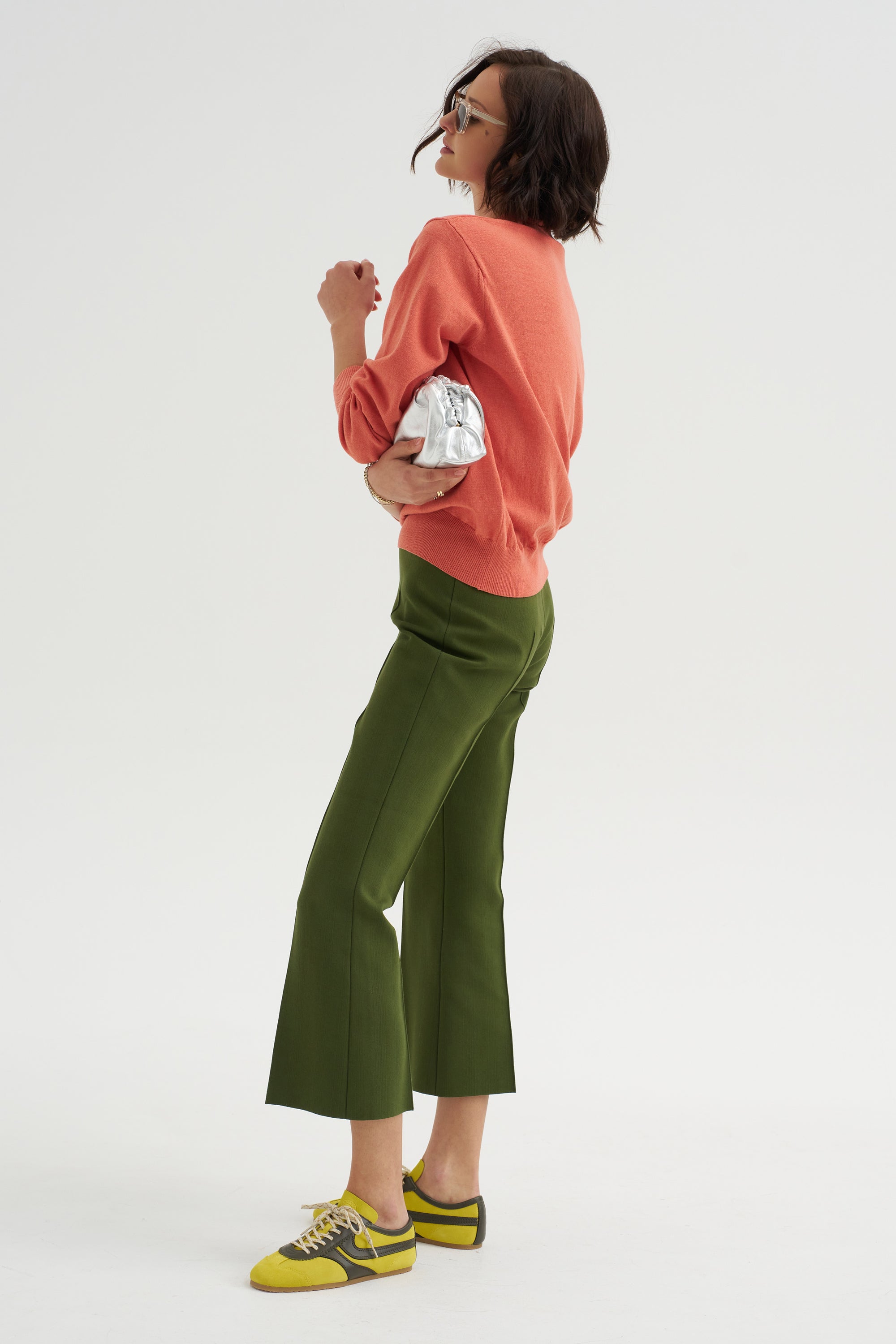 Tonal Stripe Kick Pant, Avocado