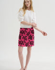 Ava Floral Skirt, Fuchsia & Mahogany