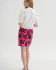 Ava Floral Skirt, Fuchsia & Mahogany