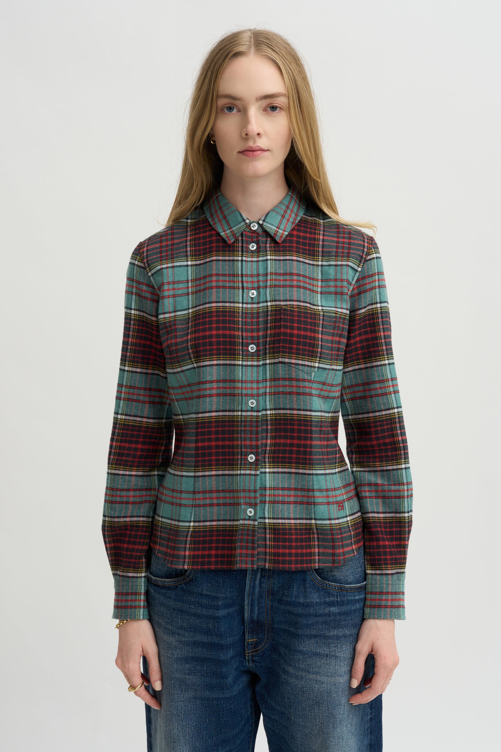 Plaid Kurt Shirt, Sage &amp; Red