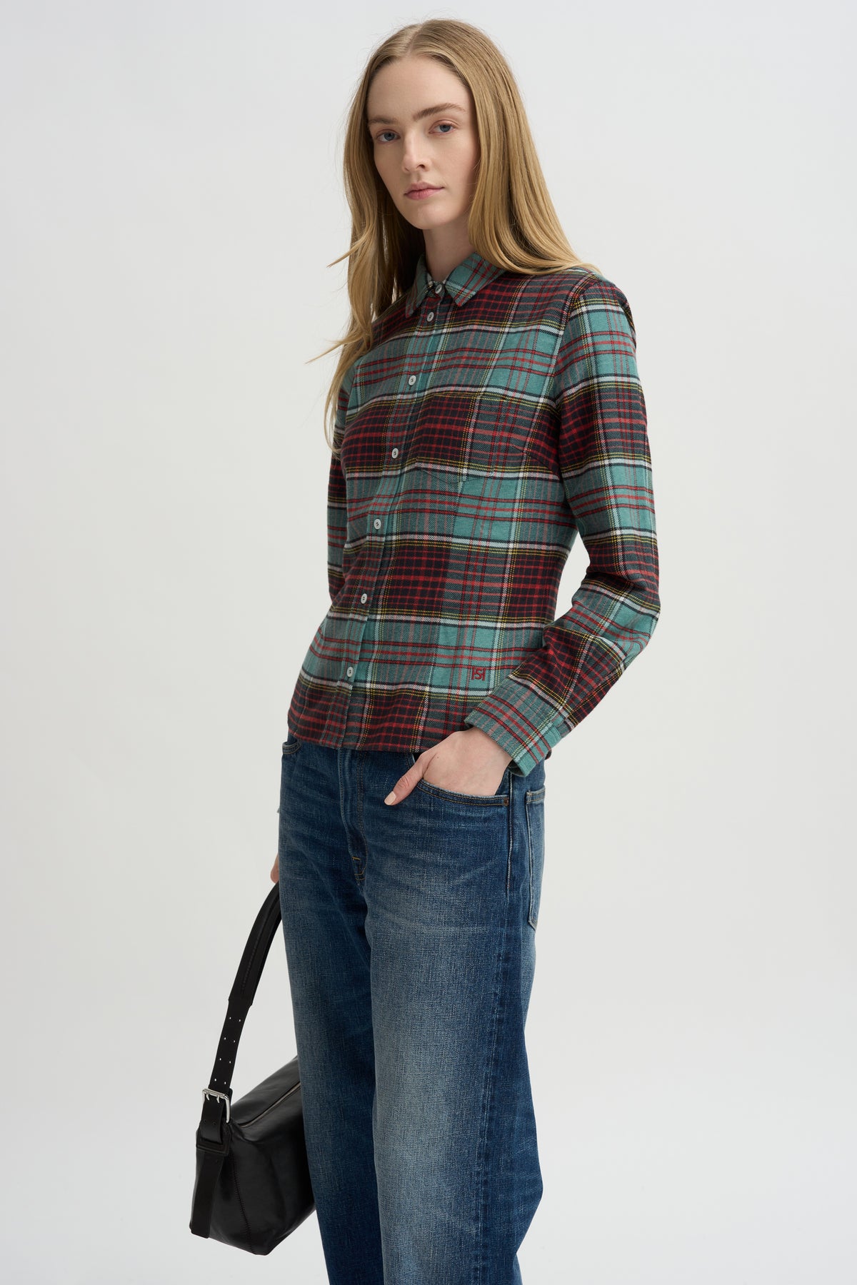 Plaid Kurt Shirt, Sage &amp; Red