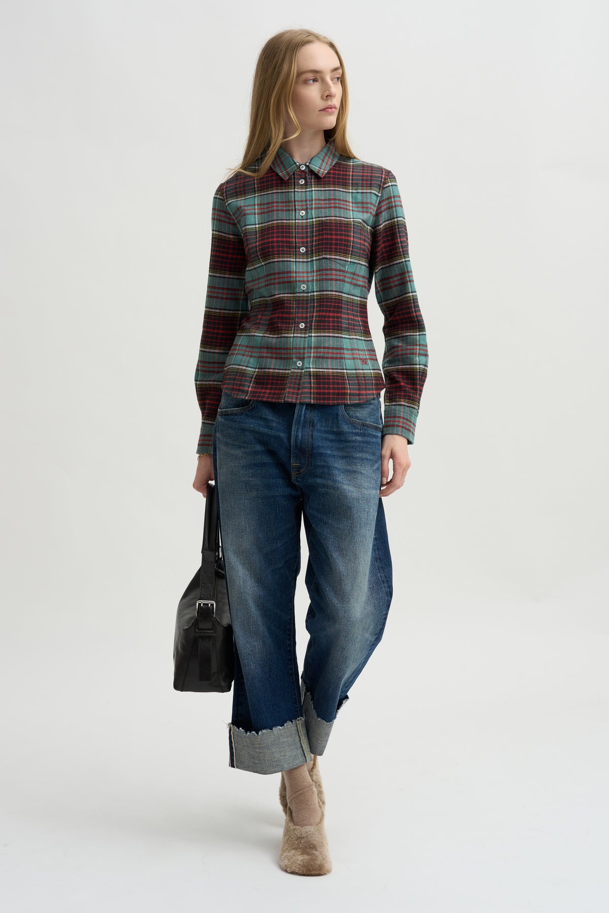 Plaid Kurt Shirt, Sage &amp; Red