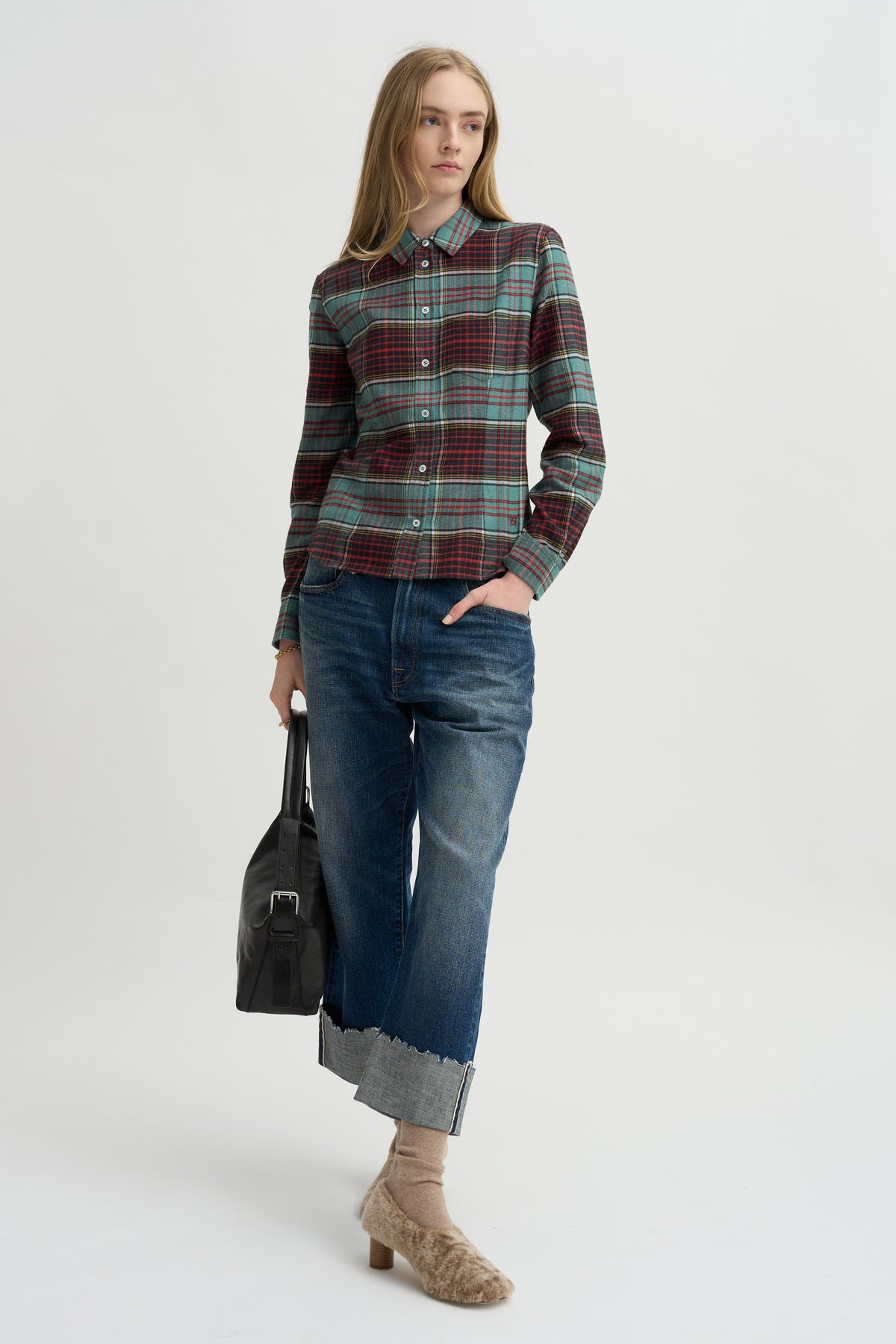 Plaid Kurt Shirt, Sage &amp; Red