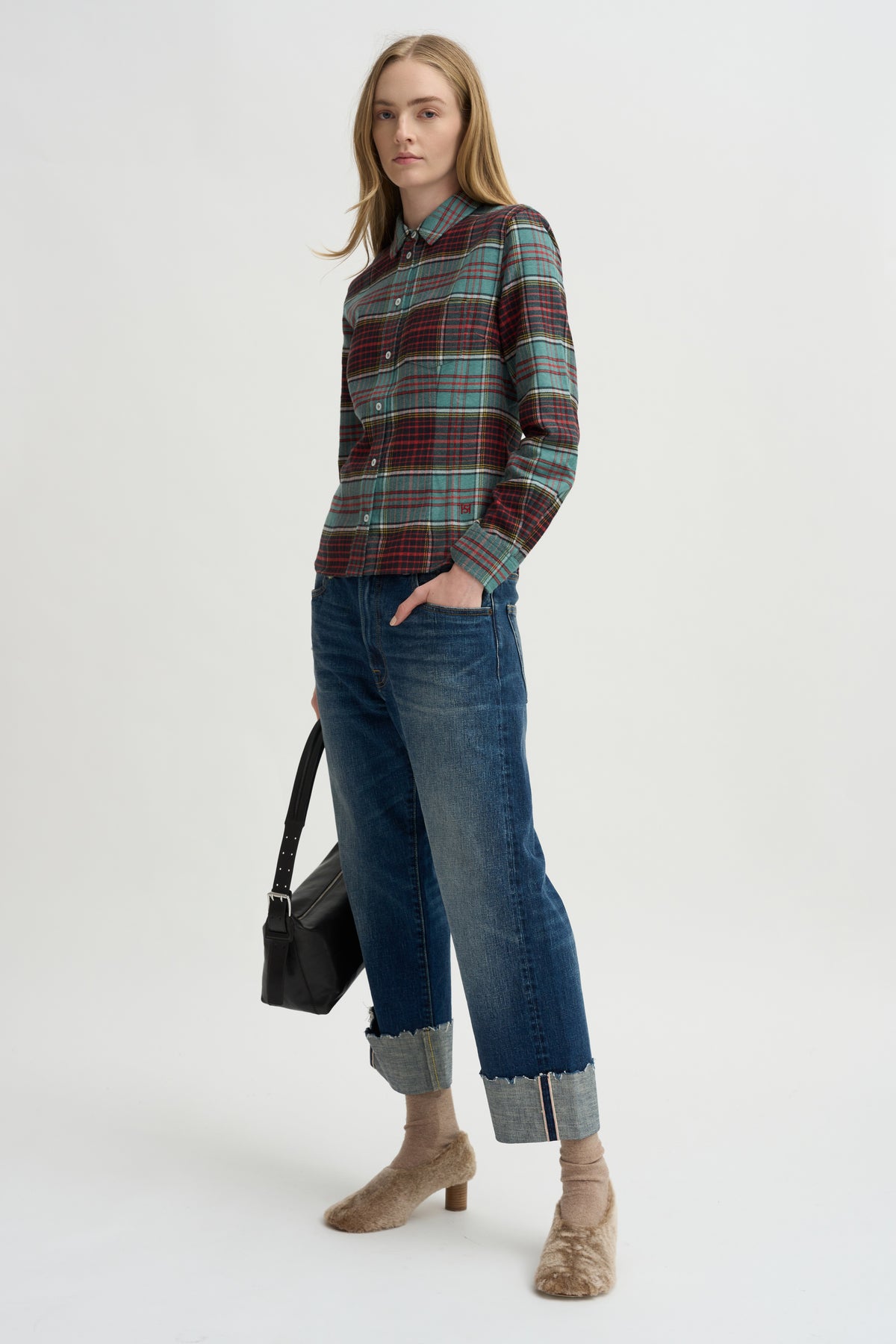 Plaid Kurt Shirt, Sage &amp; Red