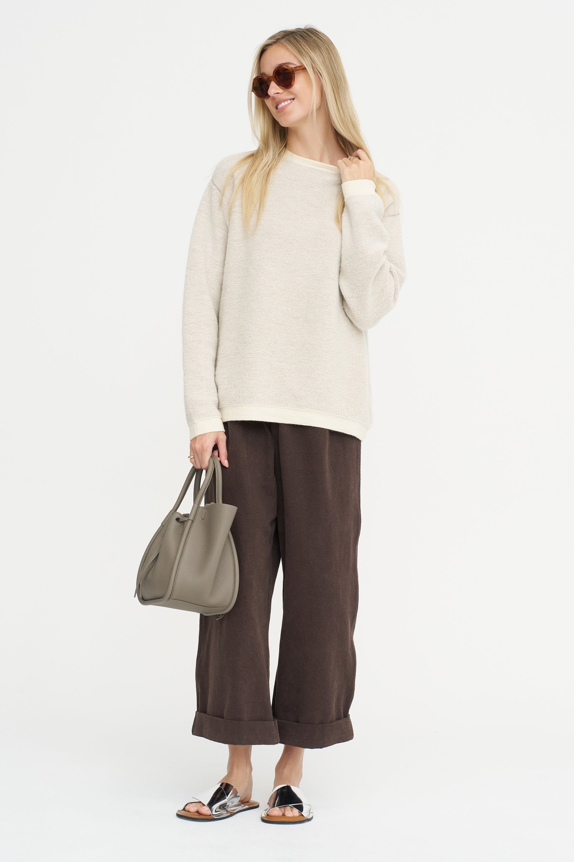 Fine Terry Crewneck, Raw White