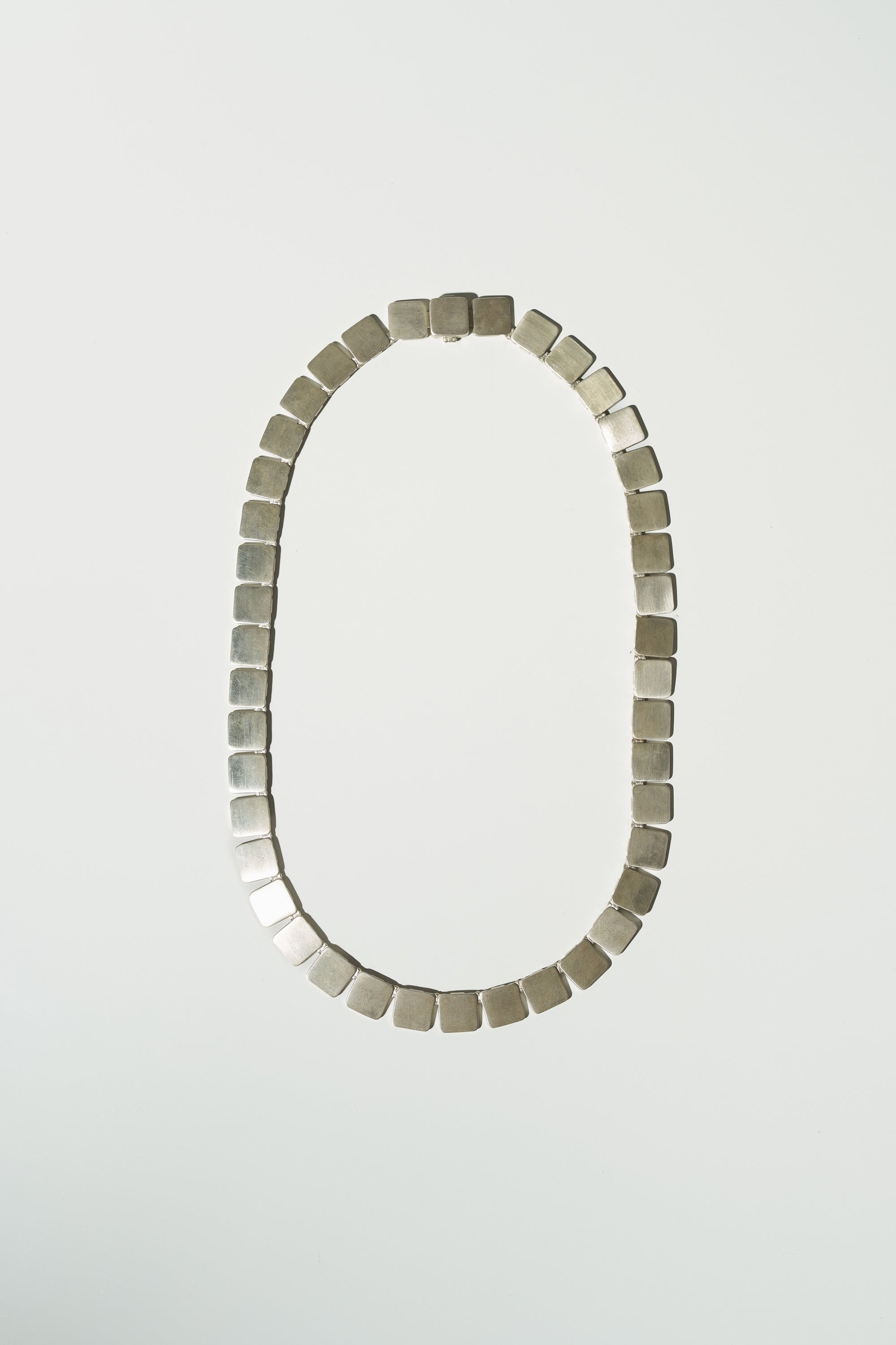 Large Tile Necklace - Matte, Sterling Silver