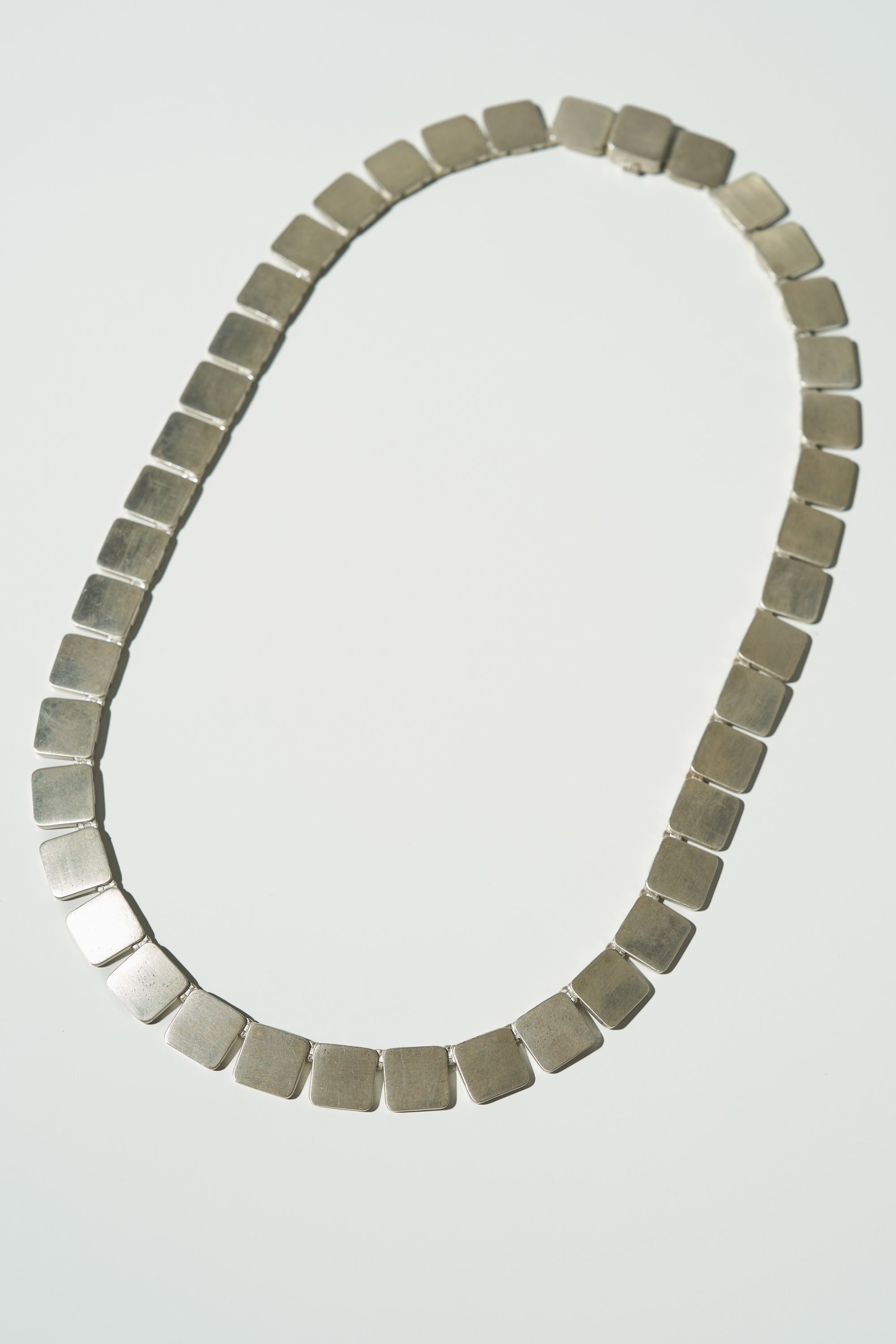 Large Tile Necklace - Matte, Sterling Silver