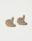 Petite Pavé Drop Studs, Yellow Gold