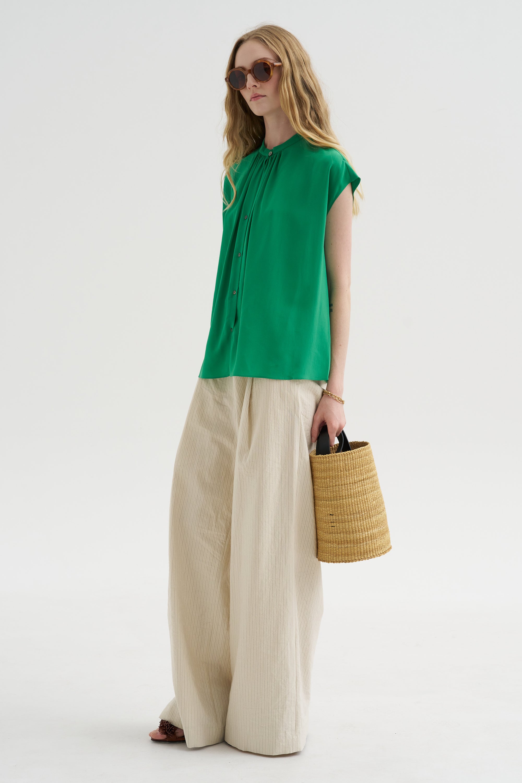Hexham - Silk Crepe Blouse, Green
