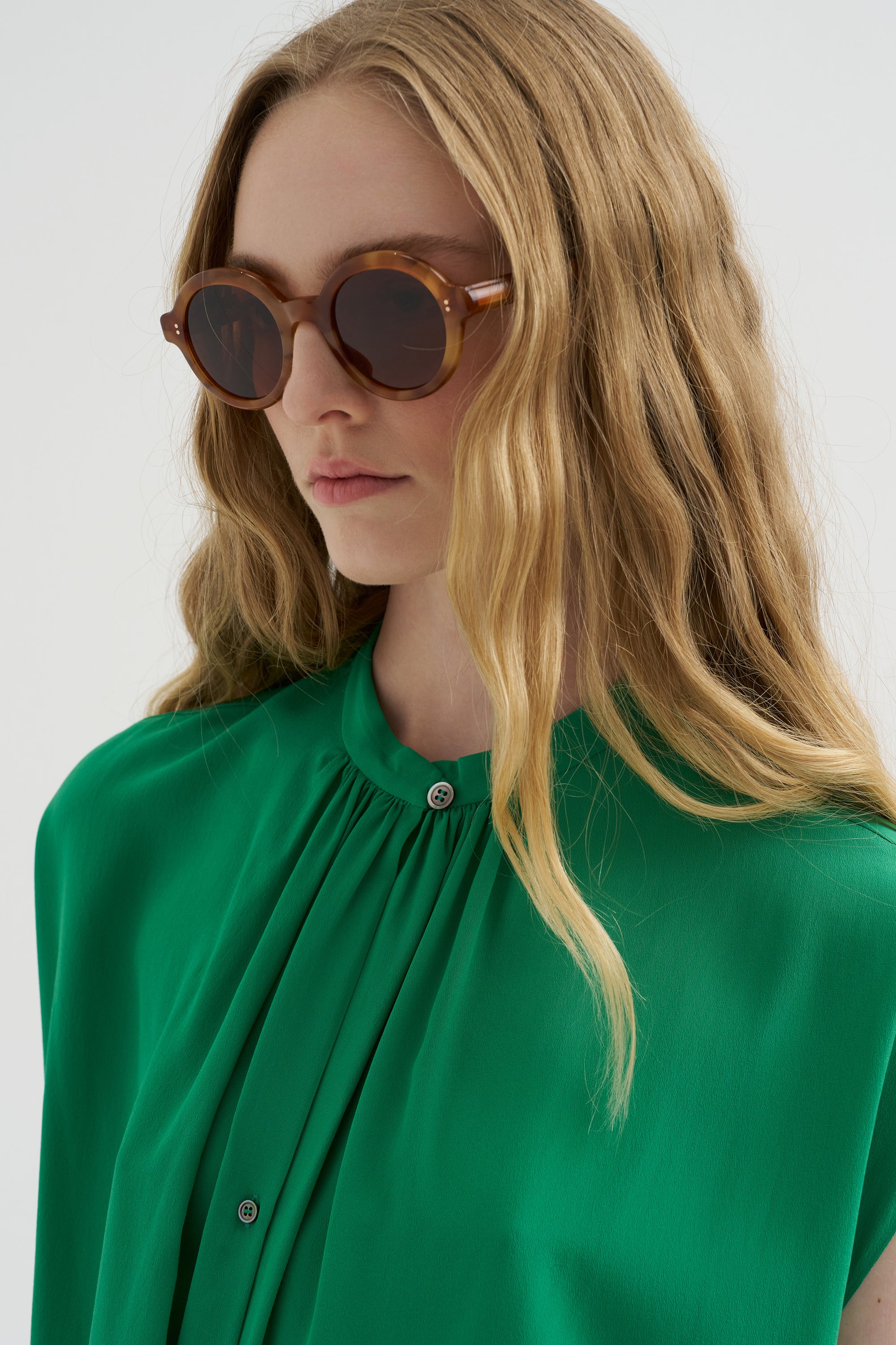 Hexham - Silk Crepe Blouse, Green