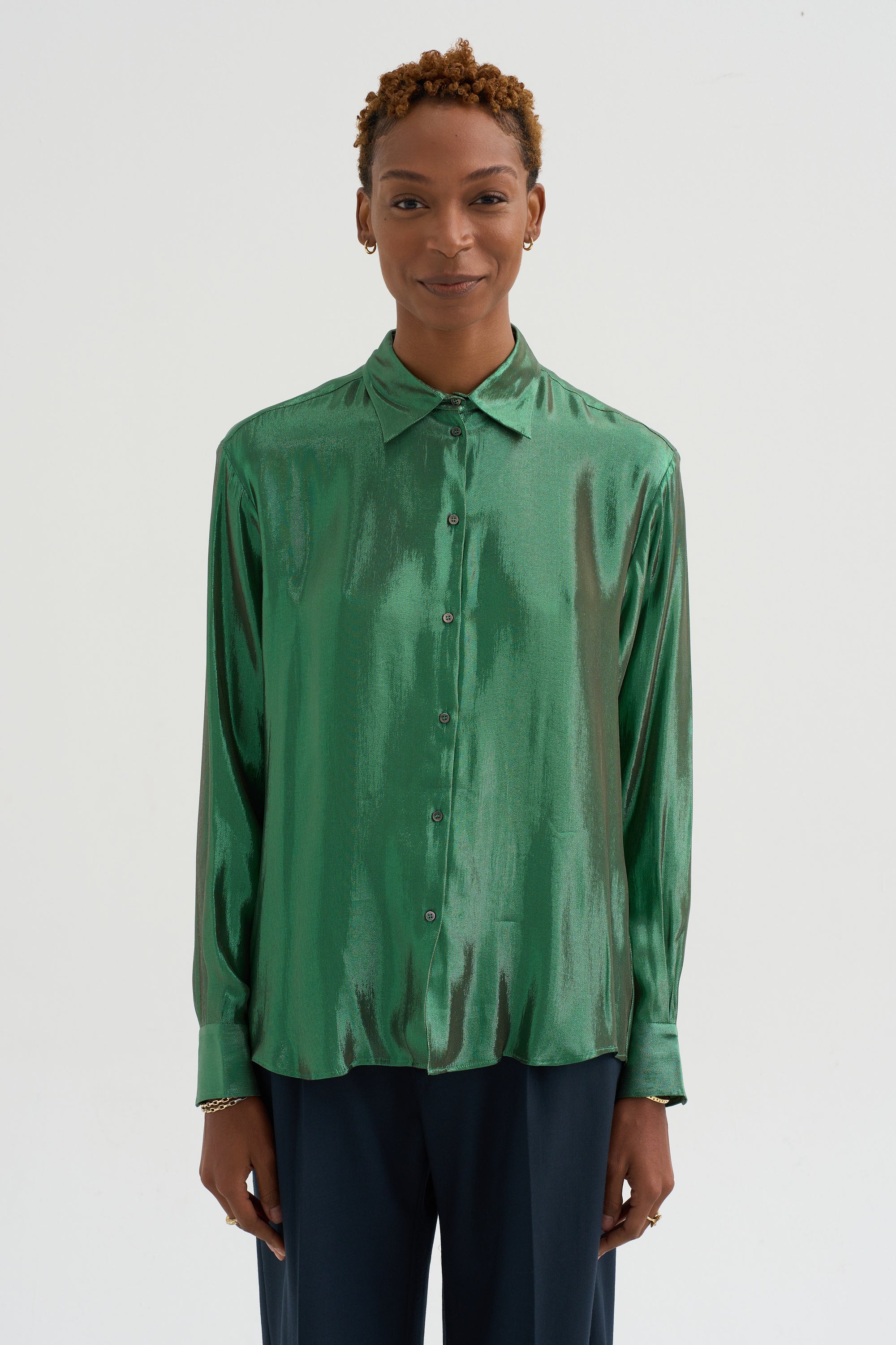 Camille - Silk And Lurex Shirt, Green