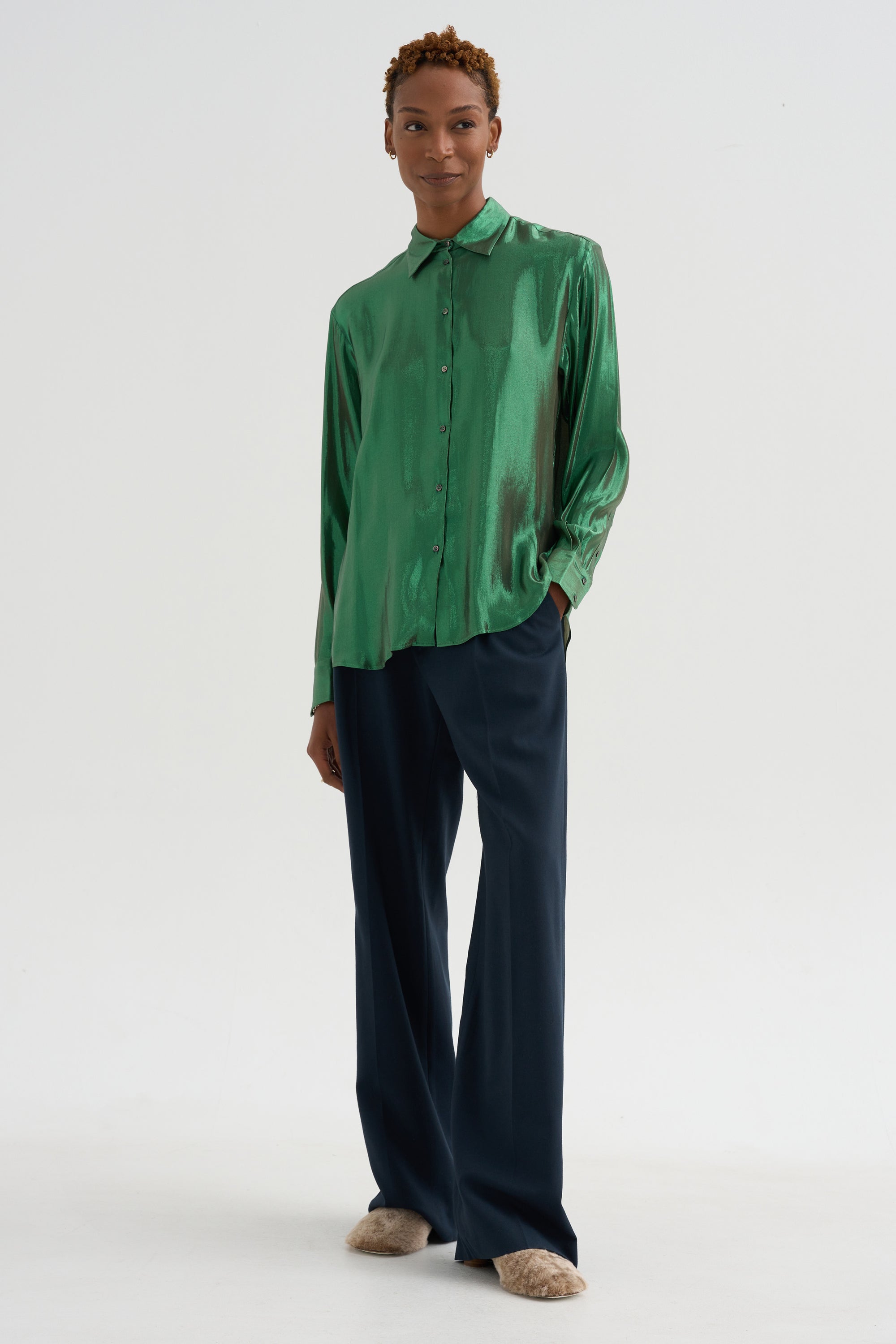 Camille - Silk And Lurex Shirt, Green