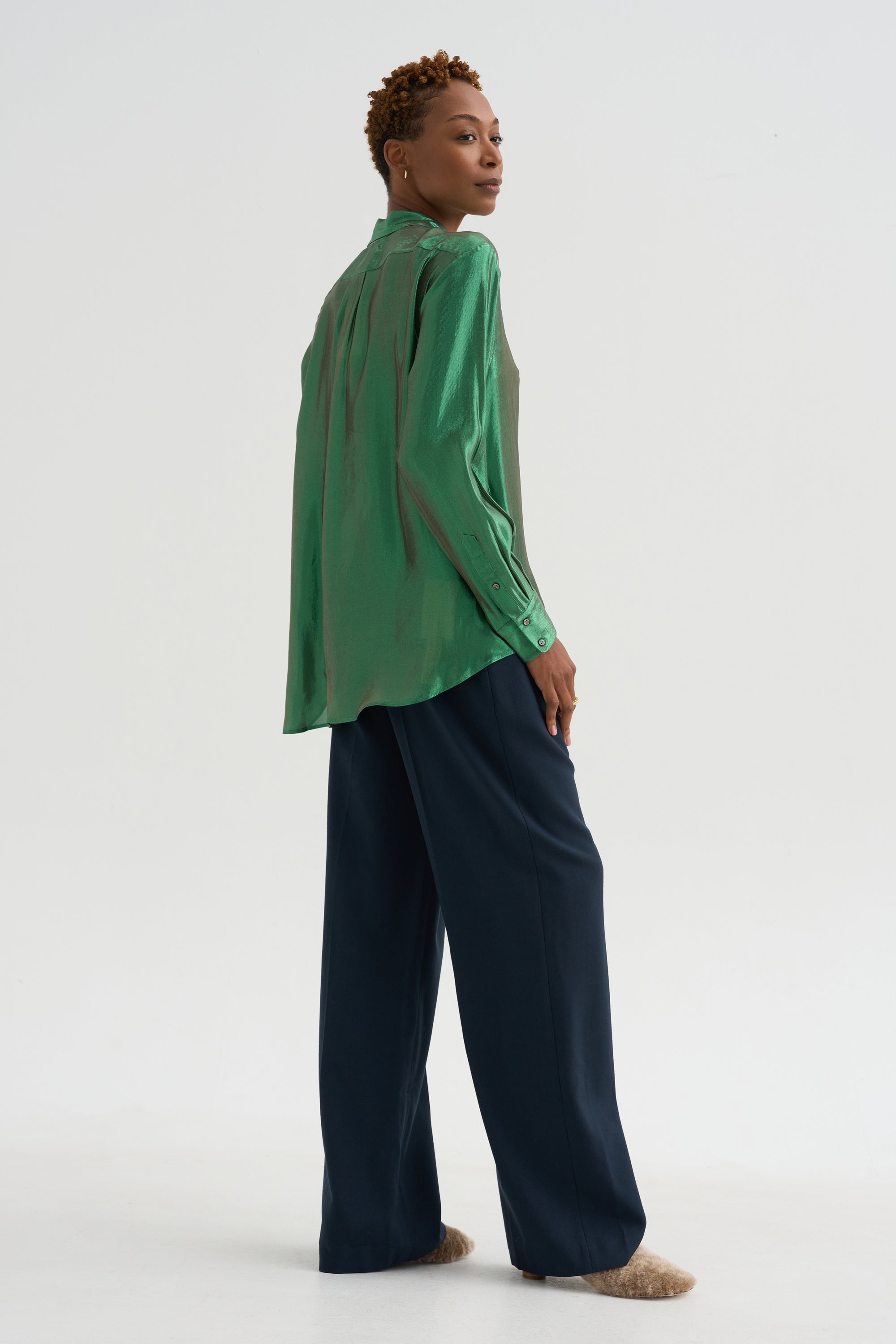 Camille - Silk And Lurex Shirt, Green