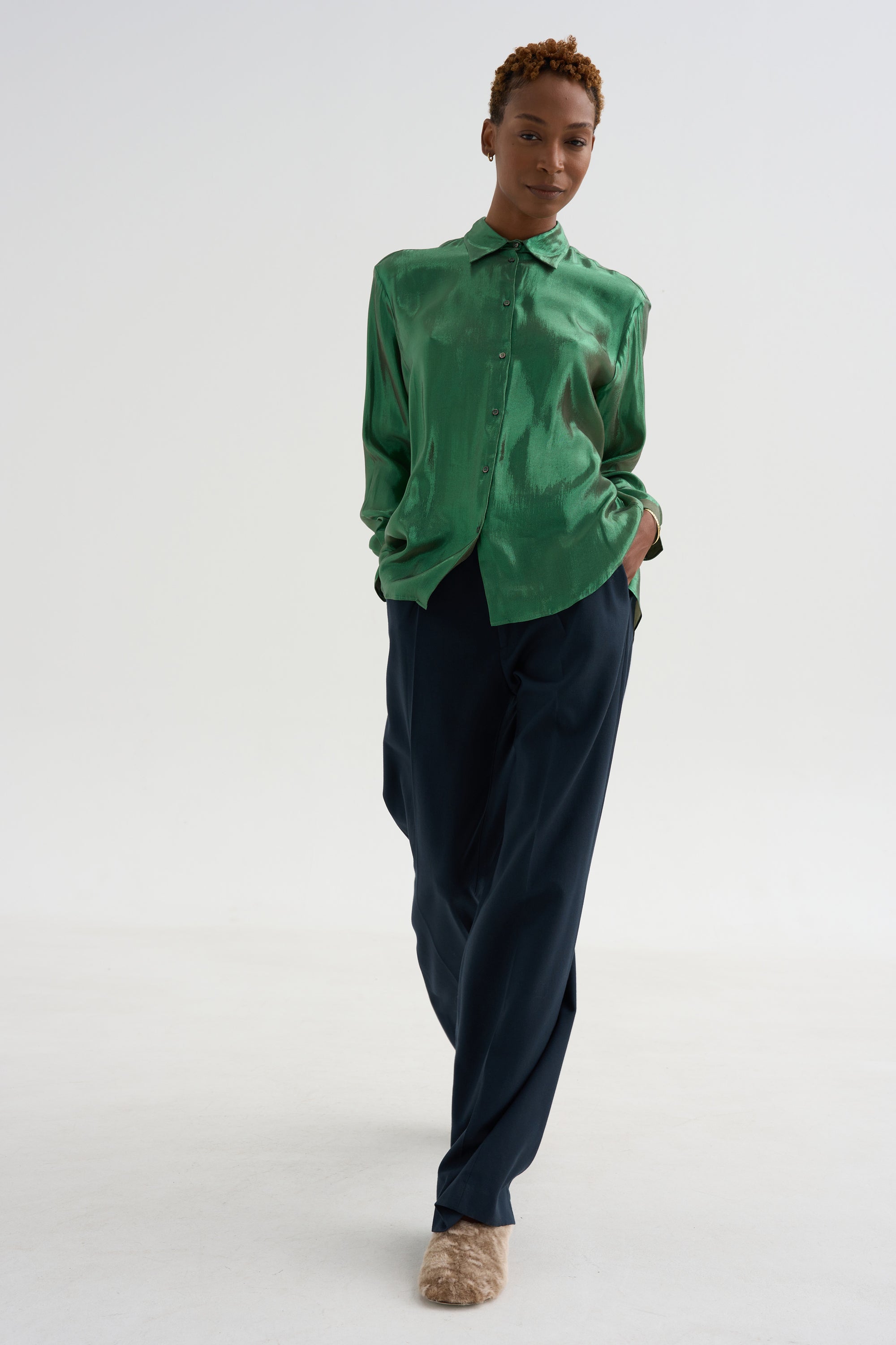 Camille - Silk And Lurex Shirt, Green