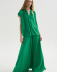 Ludlow - Long silk Crepe Skirt, Green