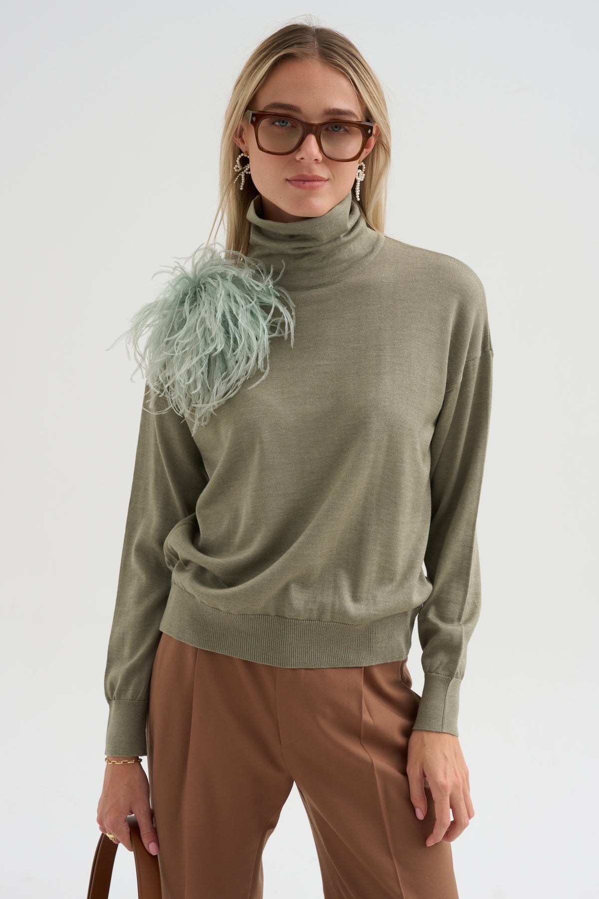 Alban - Wool &amp; Silk Turtleneck, Khaki