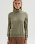 Alban - Wool & Silk Turtleneck, Khaki