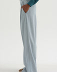 Damien - Pleated Pants In Wool Gabardine, Ice Blue