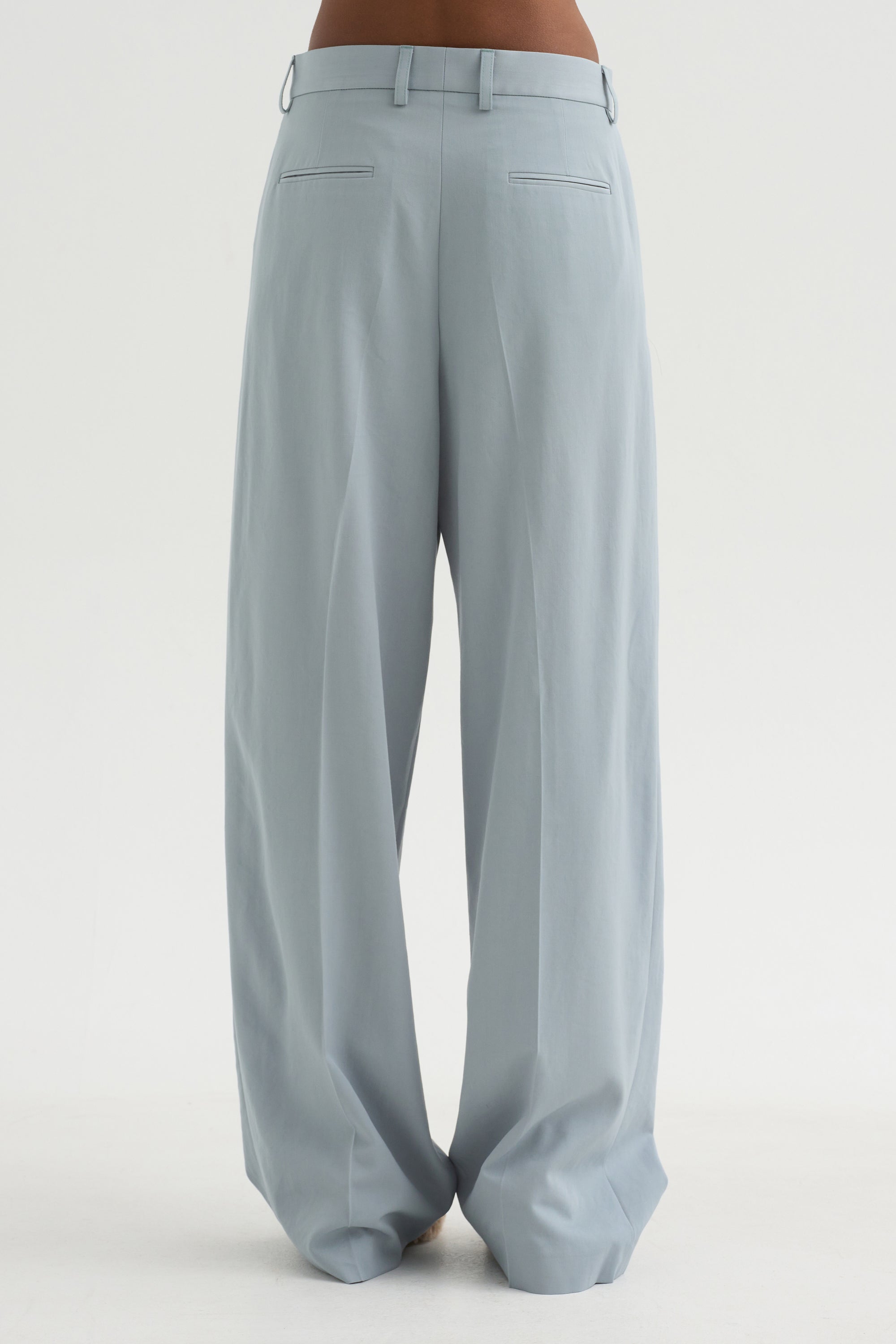 Damien - Pleated Pants In Wool Gabardine, Ice Blue