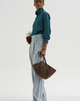 Damien - Pleated Pants In Wool Gabardine, Ice Blue