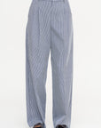 Margate - Striped Cotton Pants, Navy & Ivory