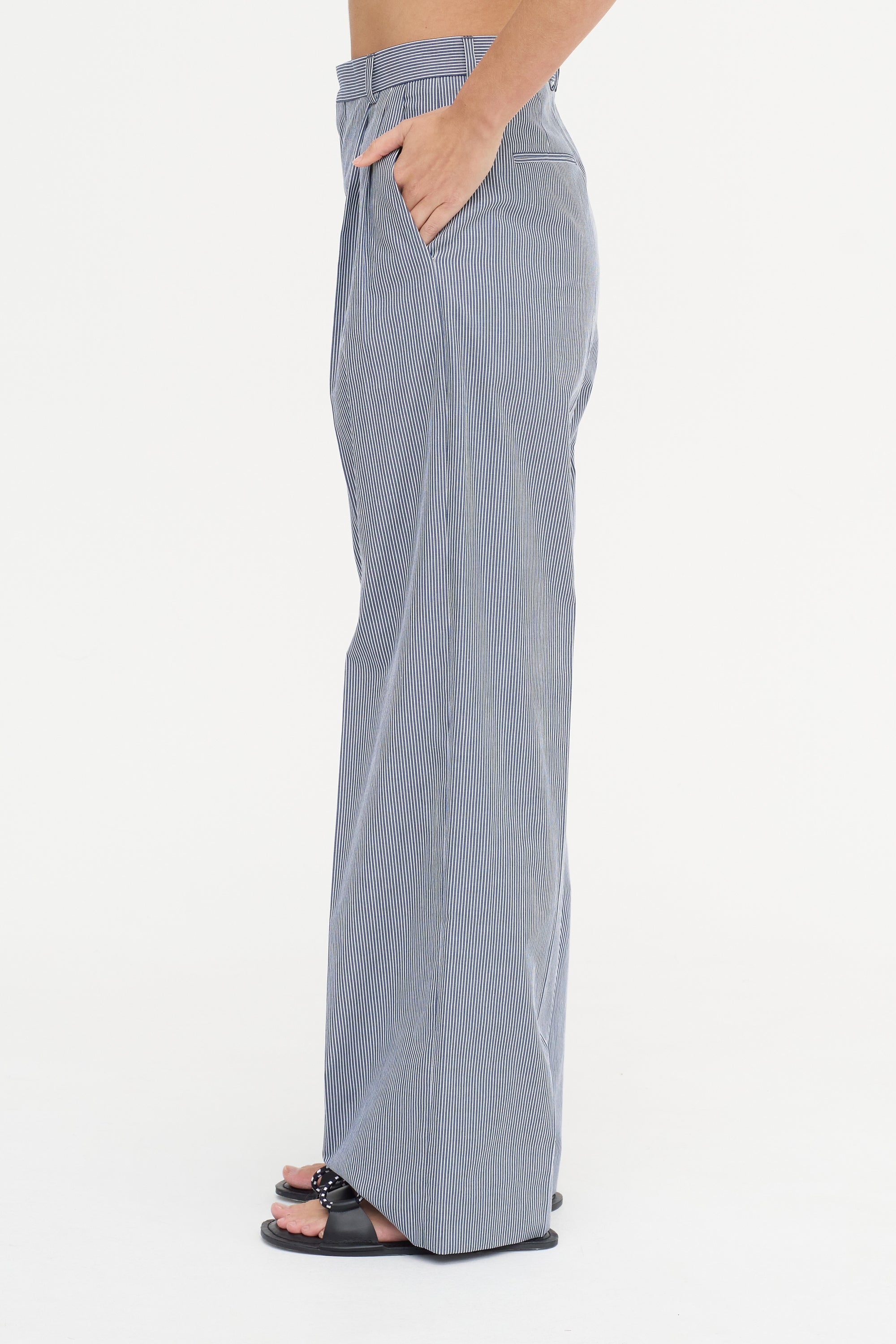 Margate - Striped Cotton Pants, Navy &amp; Ivory