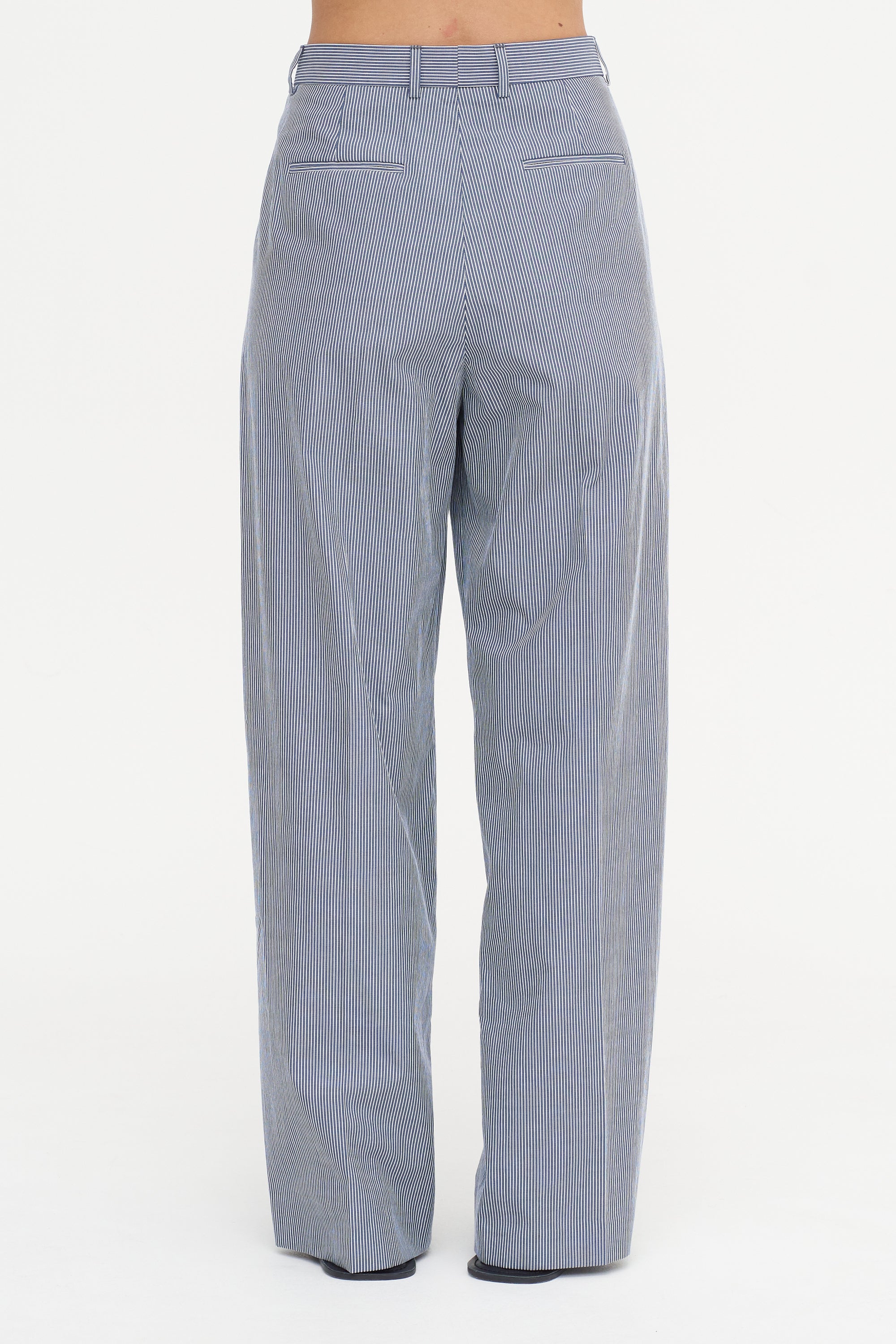Margate - Striped Cotton Pants, Navy &amp; Ivory