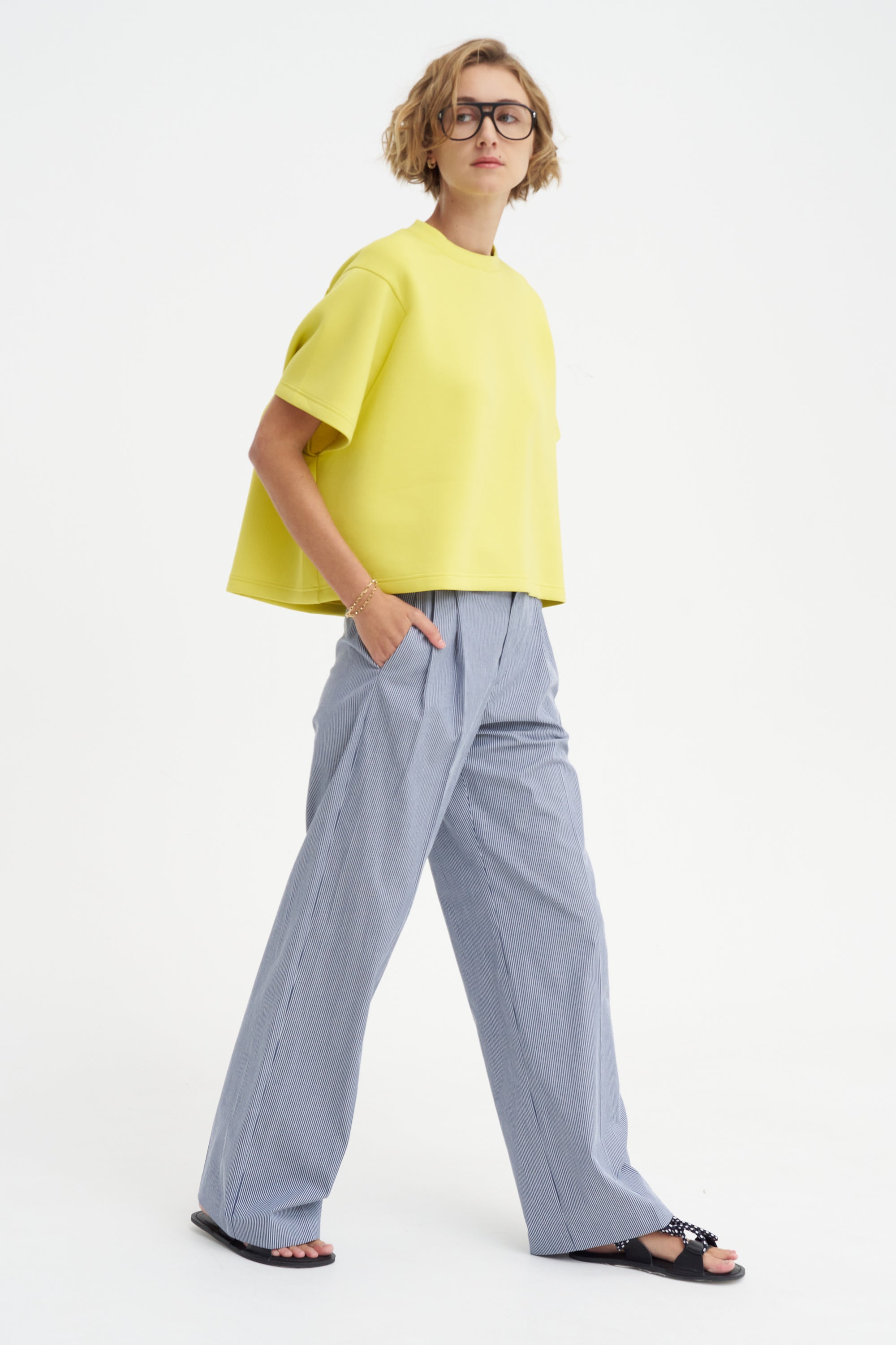 Margate - Striped Cotton Pants, Navy &amp; Ivory