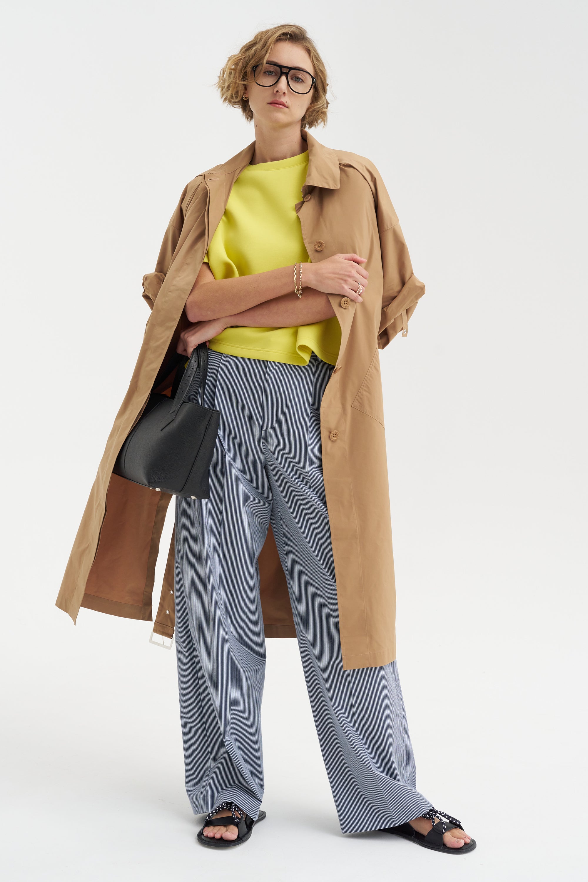 Margate - Striped Cotton Pants, Navy &amp; Ivory