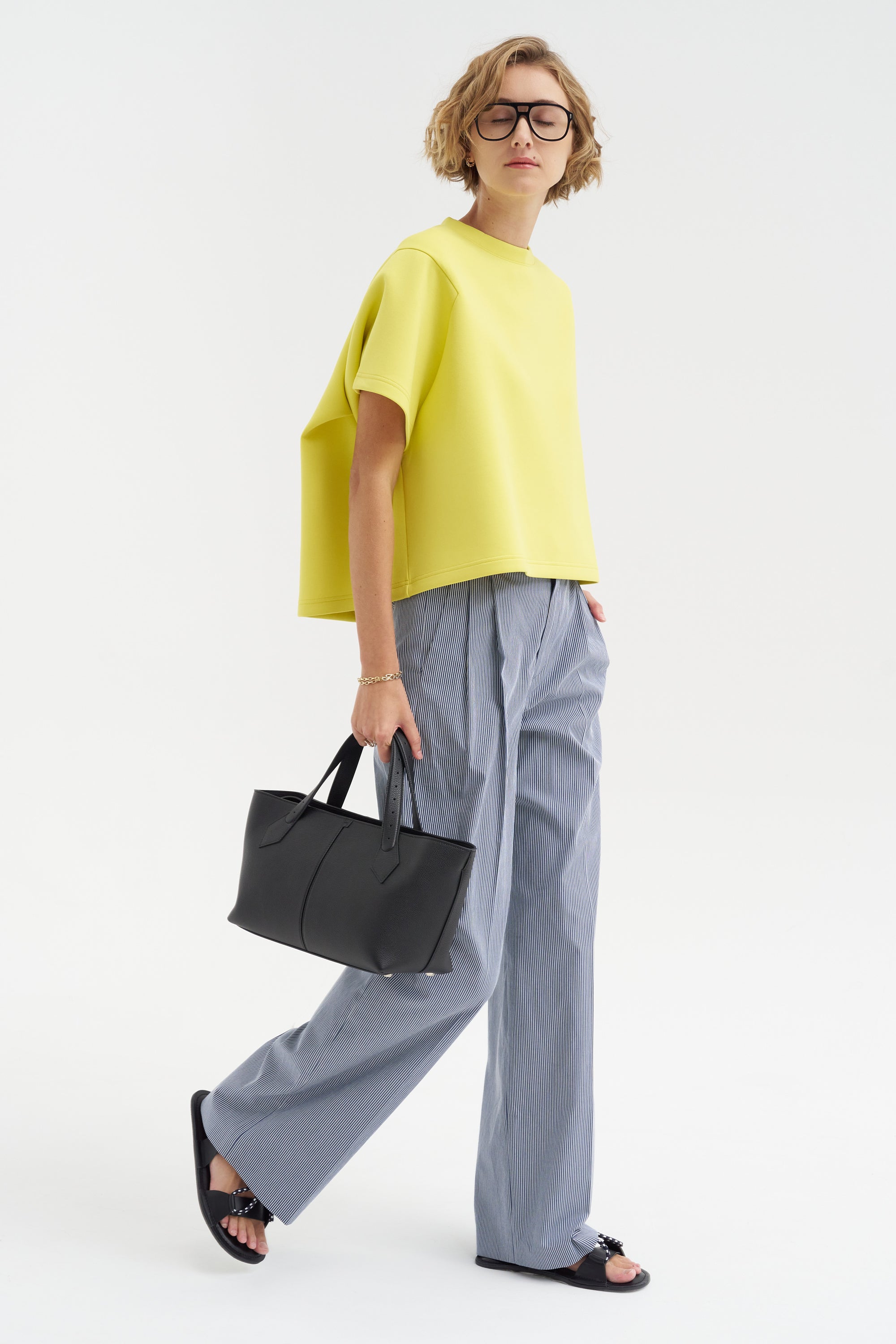 Margate - Striped Cotton Pants, Navy &amp; Ivory