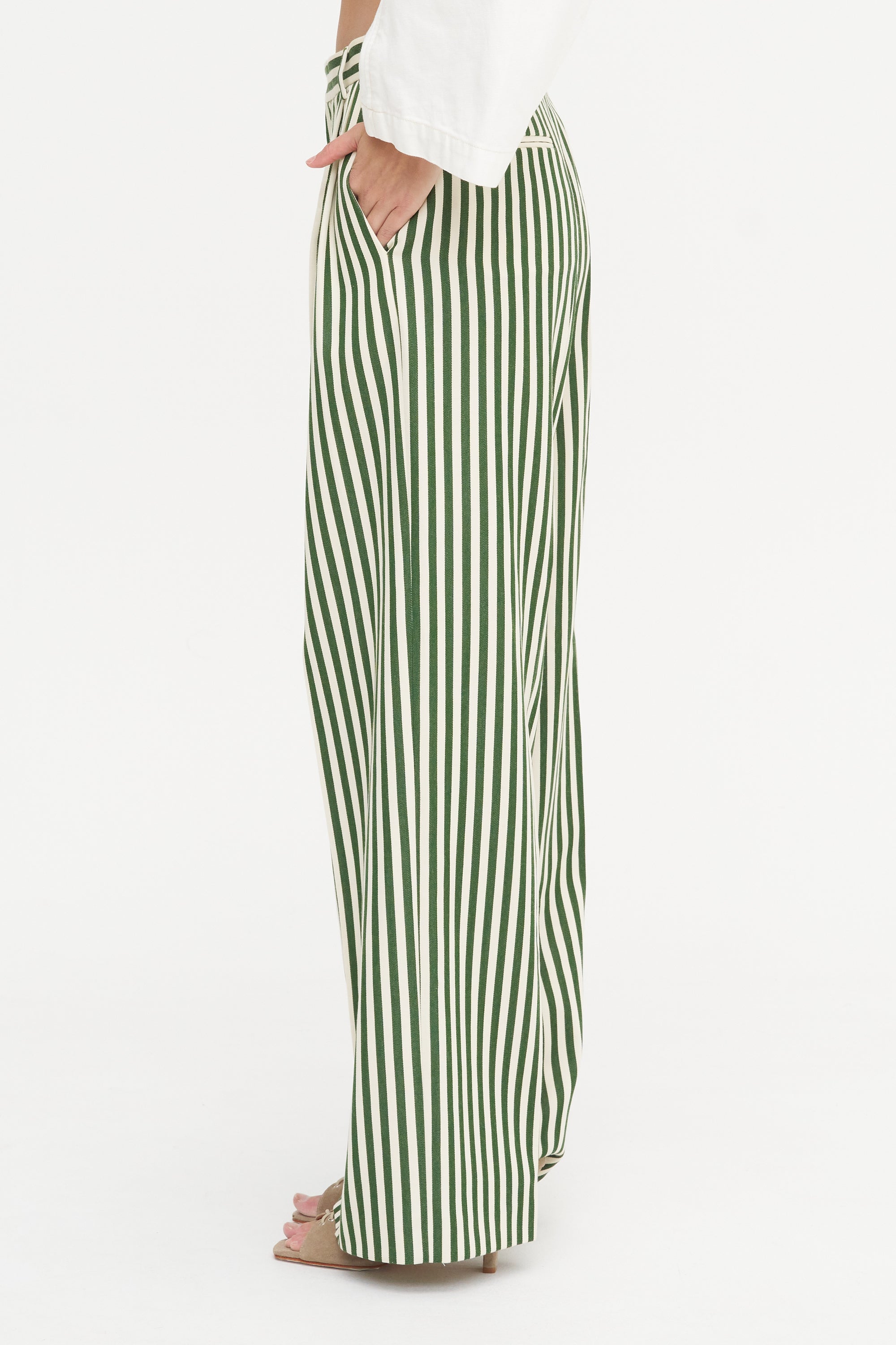 Malvern - Wool And Cotton Pants, Green &amp; Ivory