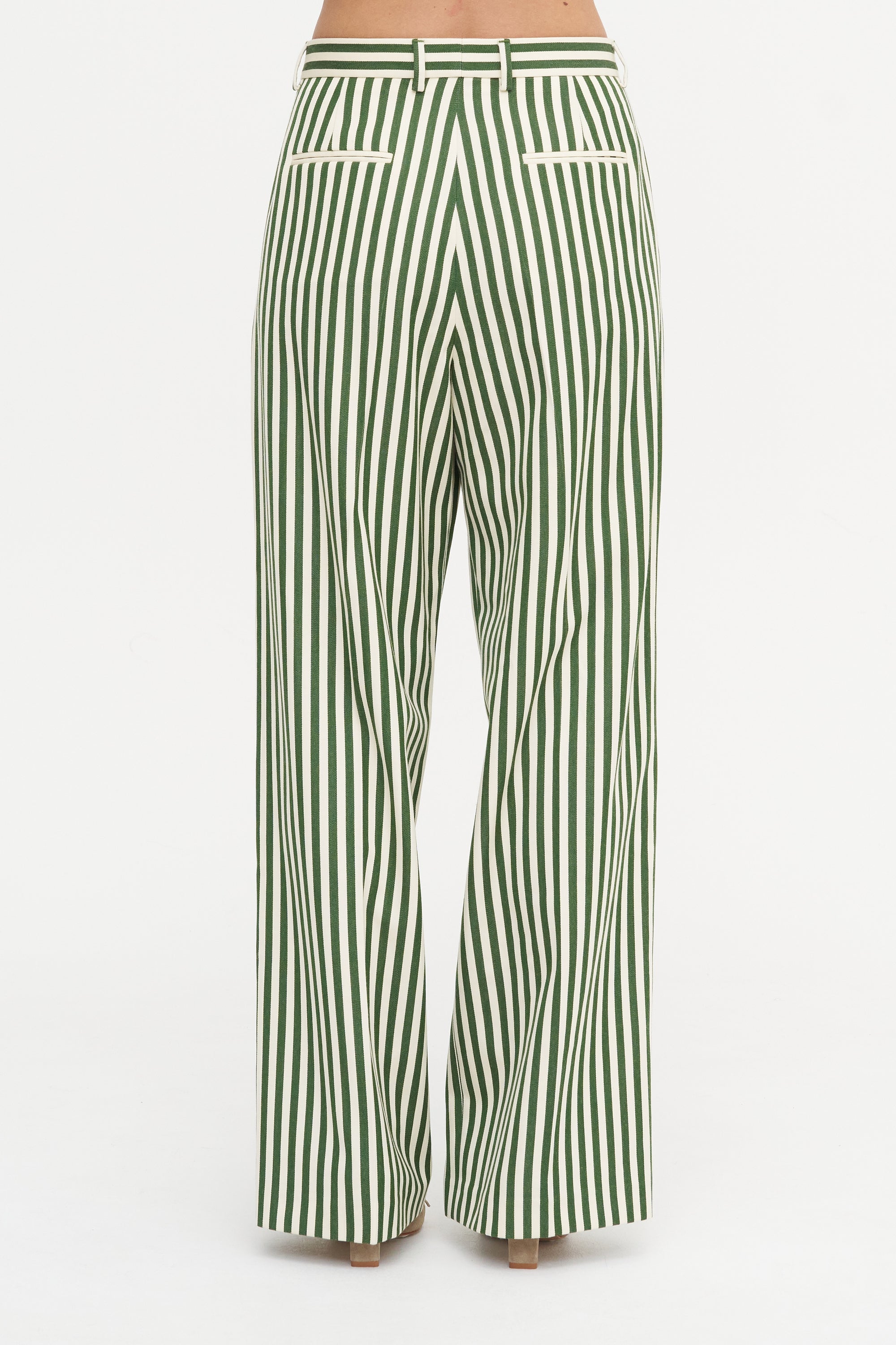 Malvern - Wool And Cotton Pants, Green &amp; Ivory