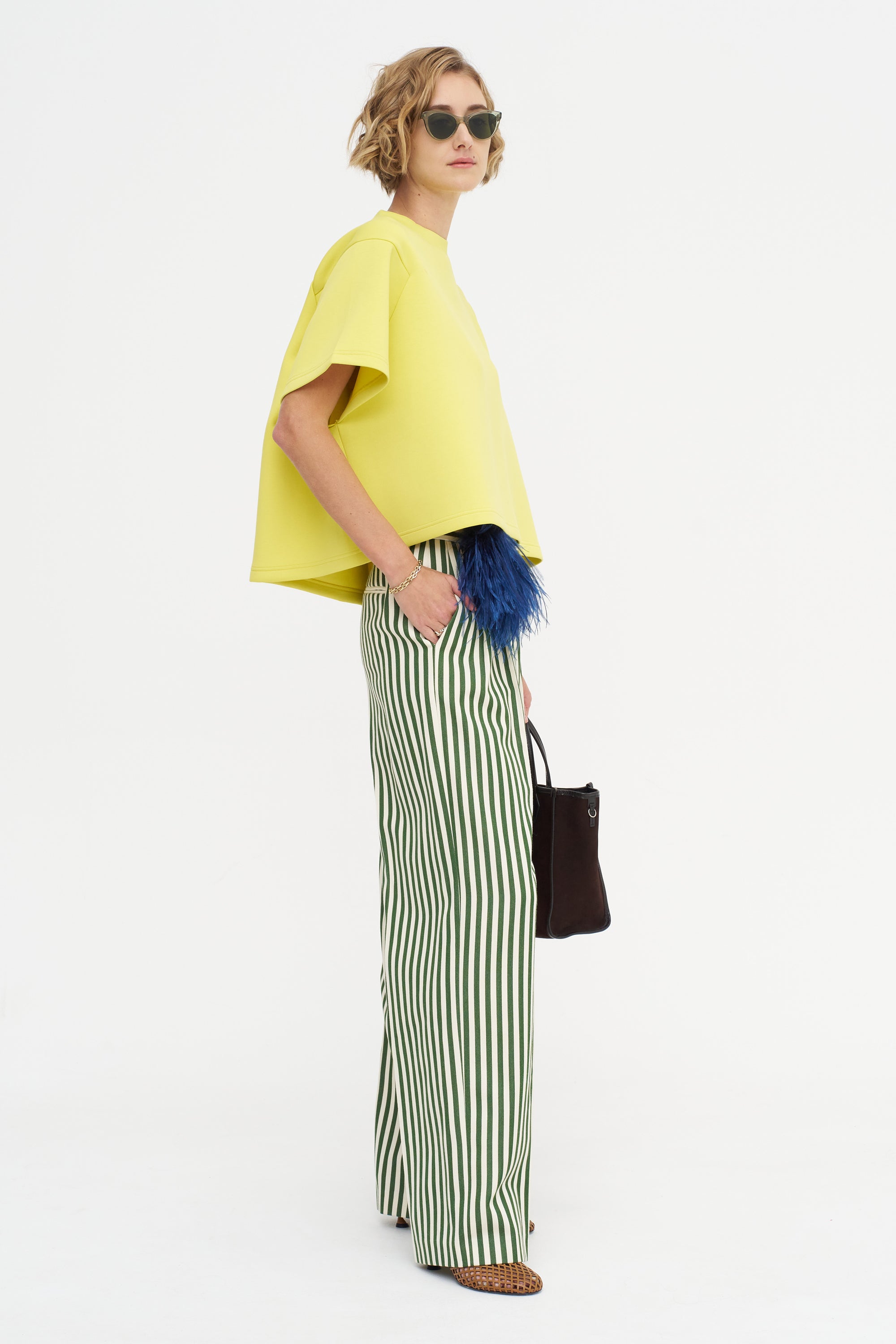 Malvern - Wool And Cotton Pants, Green &amp; Ivory