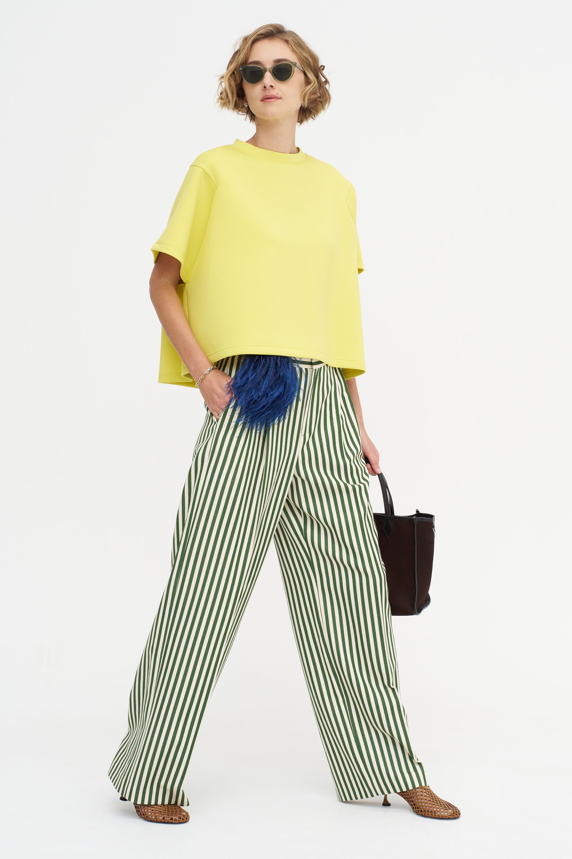 Malvern - Wool And Cotton Pants, Green &amp; Ivory