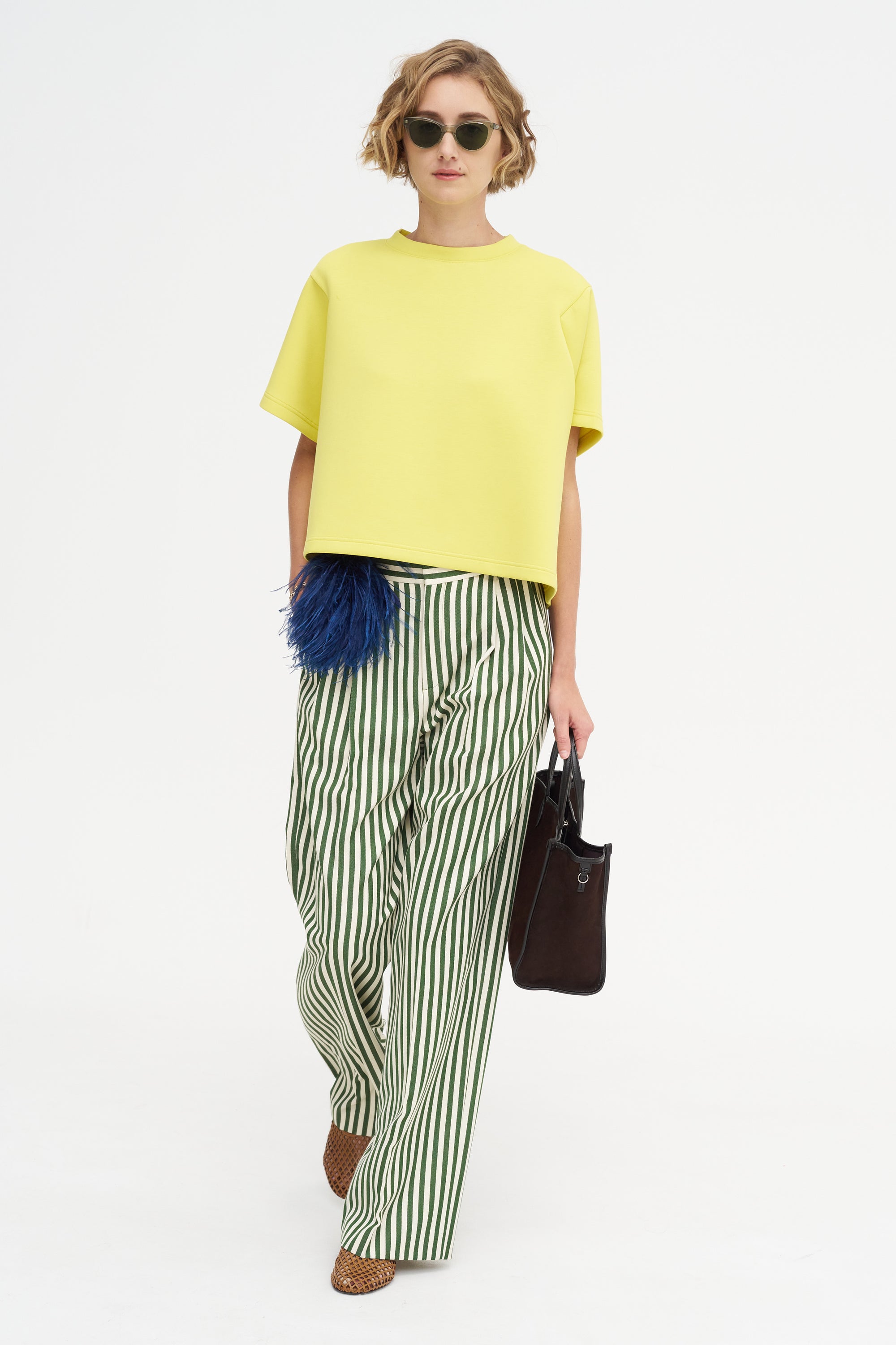 Malvern - Wool And Cotton Pants, Green &amp; Ivory