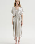 Goldaming - Silk and Lurex Kimono Dress, Silver