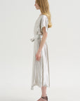 Goldaming - Silk and Lurex Kimono Dress, Silver