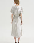 Goldaming - Silk and Lurex Kimono Dress, Silver