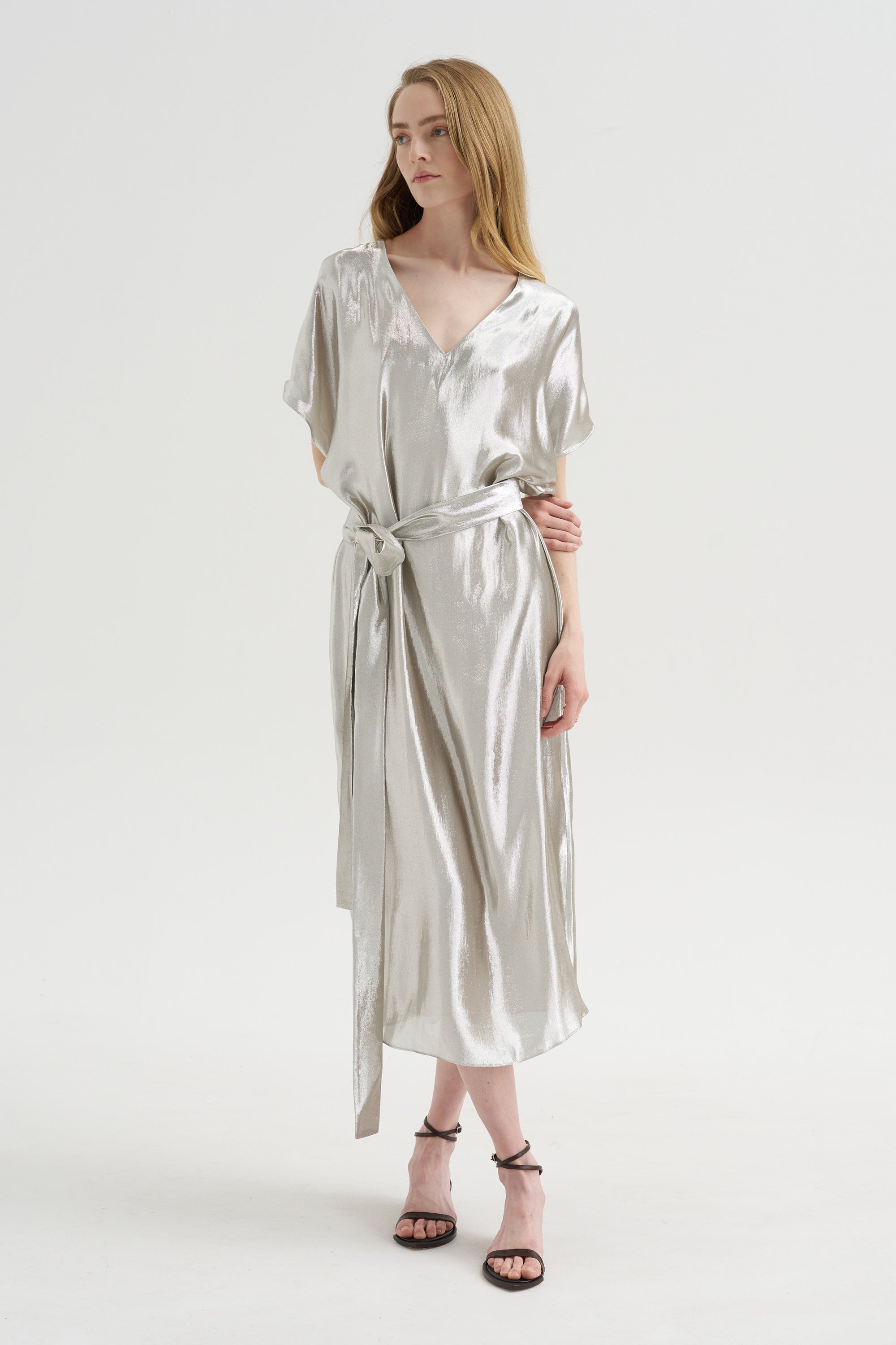 kimono cut dress LINARIA TEAL SILK KIMONO CUT COAT DRESS Marimo Fashion