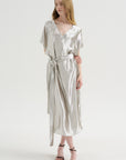 Goldaming - Silk and Lurex Kimono Dress, Silver