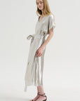Goldaming - Silk and Lurex Kimono Dress, Silver