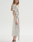 Goldaming - Silk and Lurex Kimono Dress, Silver