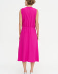 Salisbury - V-neck Viscose And Acetate Dress, Fuchsia