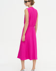 Salisbury - V-neck Viscose And Acetate Dress, Fuchsia
